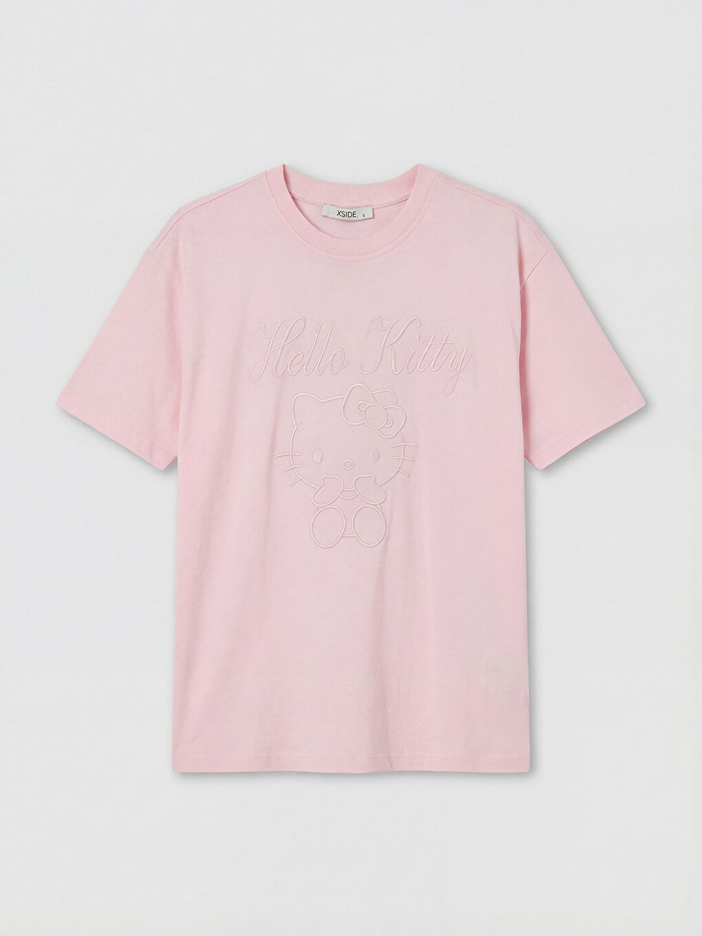 Pembe Hello Kitty Nakışlı Oversize Kadın Tişört