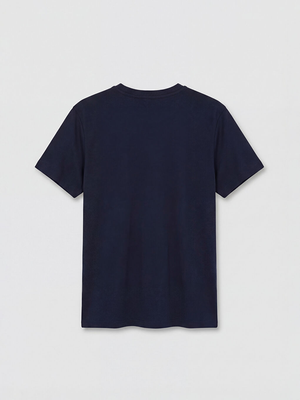 Lacivert Bisiklet Yaka Stitch Baskılı Kadın Tişört-1