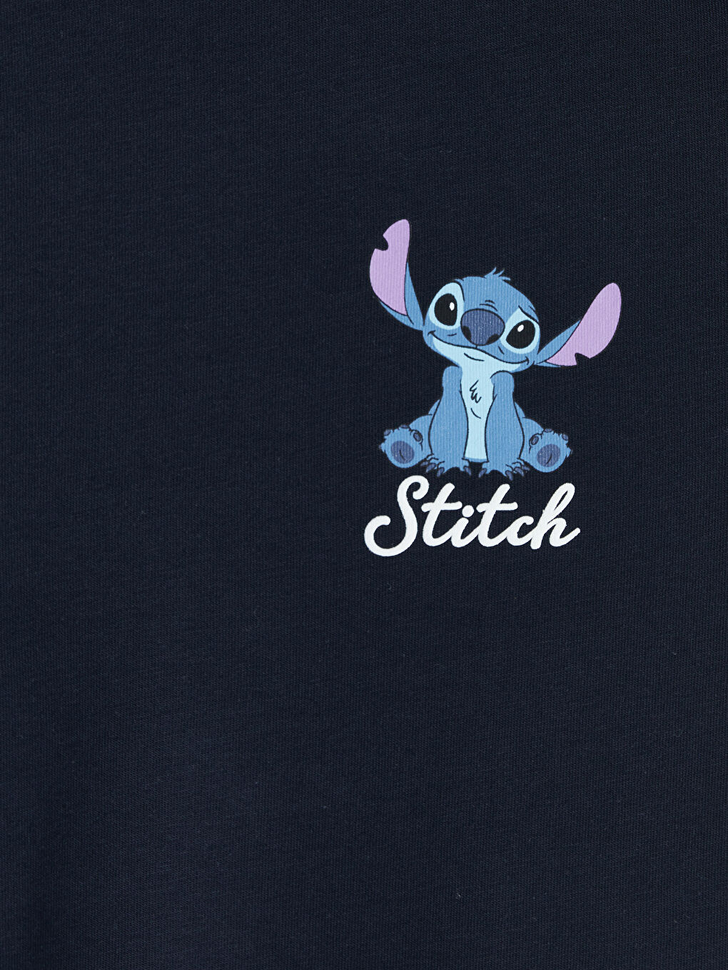 Lacivert Lilo & Stitch Baskılı Kadın Tişört-2