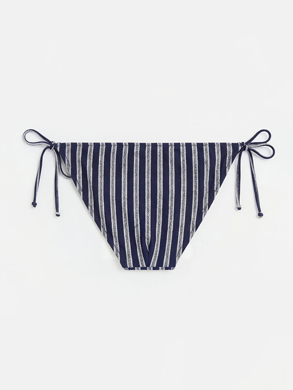 Lacivert Çizgili Yanlardan Bağlamalı Kadın Bikini Altı	-1