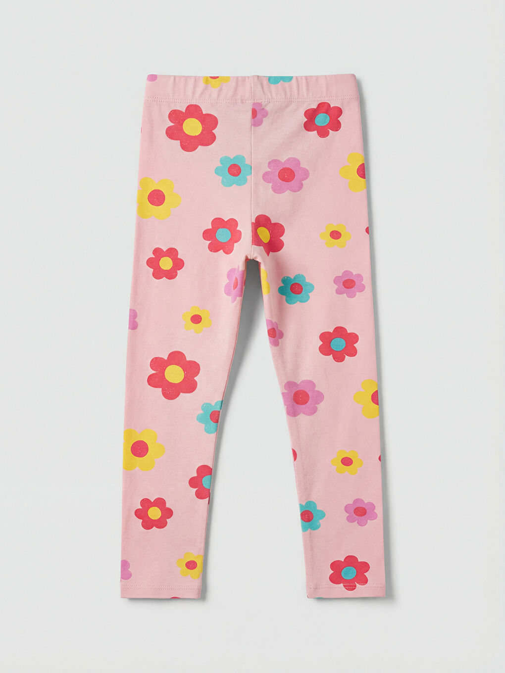 Pembe Çiçek Baskılı Kız Çocuk Tayt-1