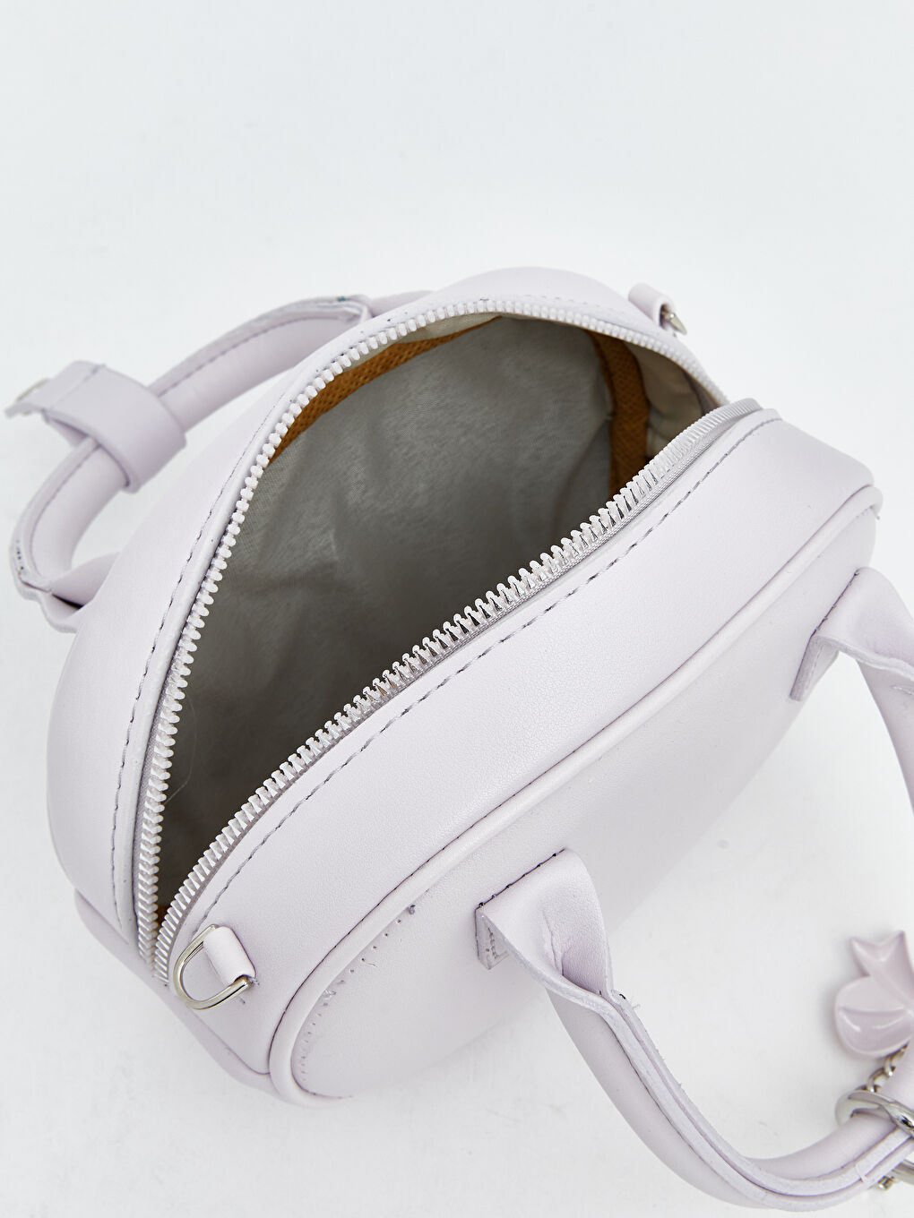 Lila Fiyonk Detaylı Deri Görünümlü Kadın Omuz Çantası-2