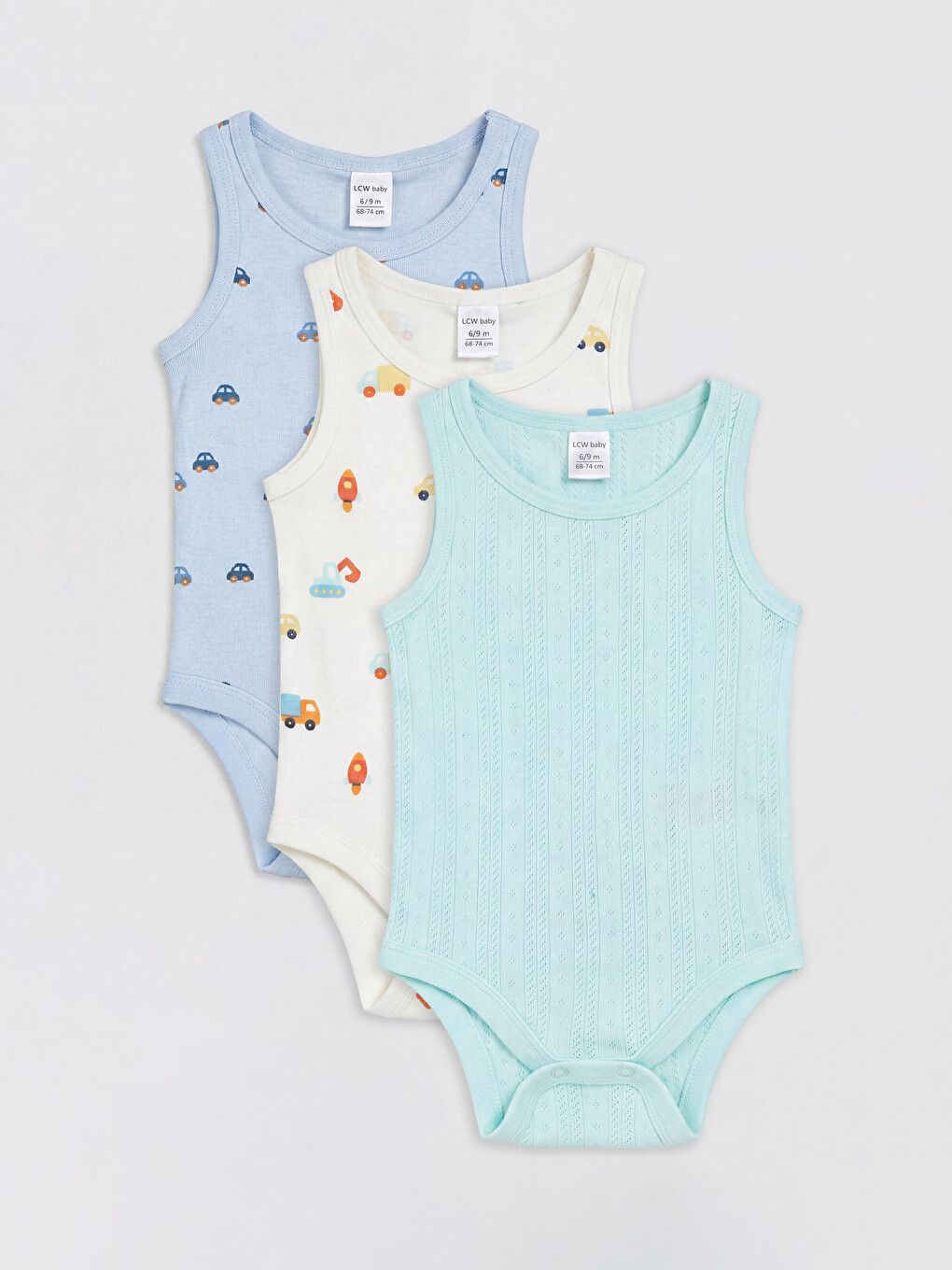 Mavi Baskılı Erkek Bebek Çıtçıtlı Body 3'lü