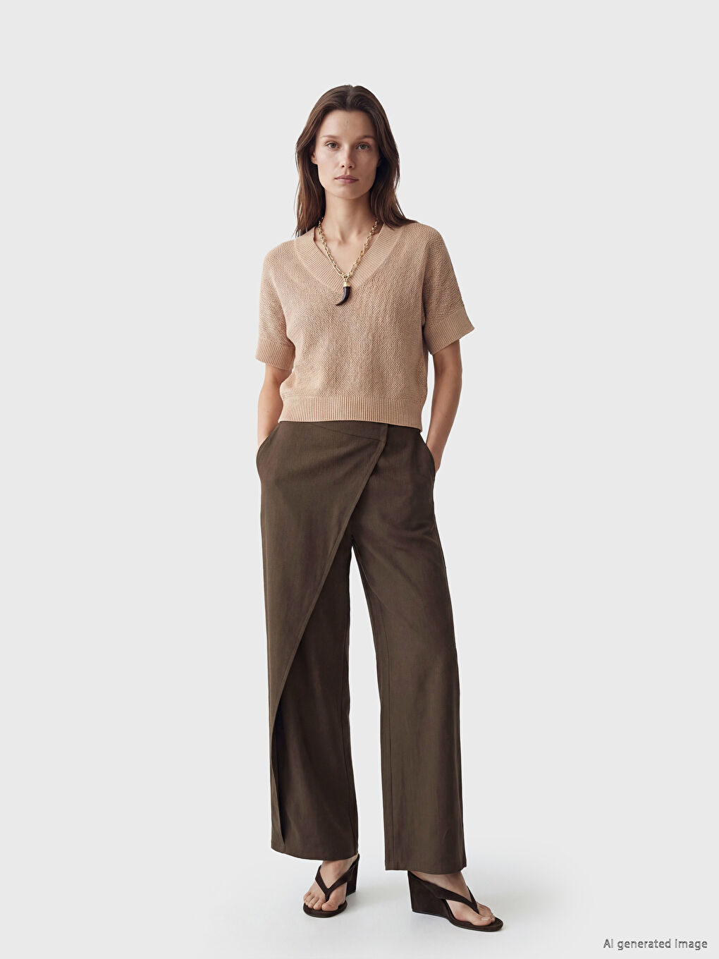 Regular Fit Wrap Closure Women's Trousers