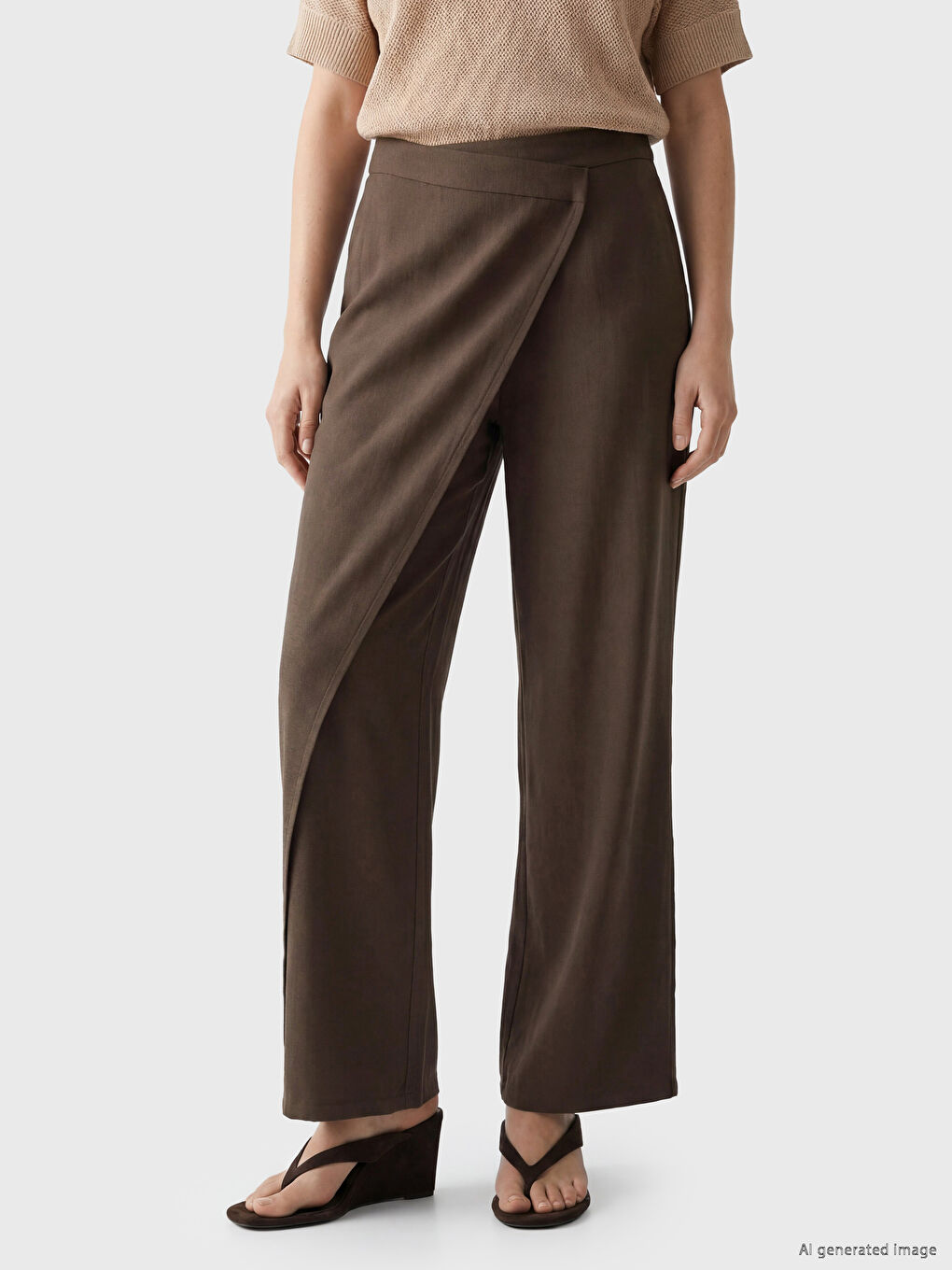 Regular Fit Wrap Closure Women's Trousers-1