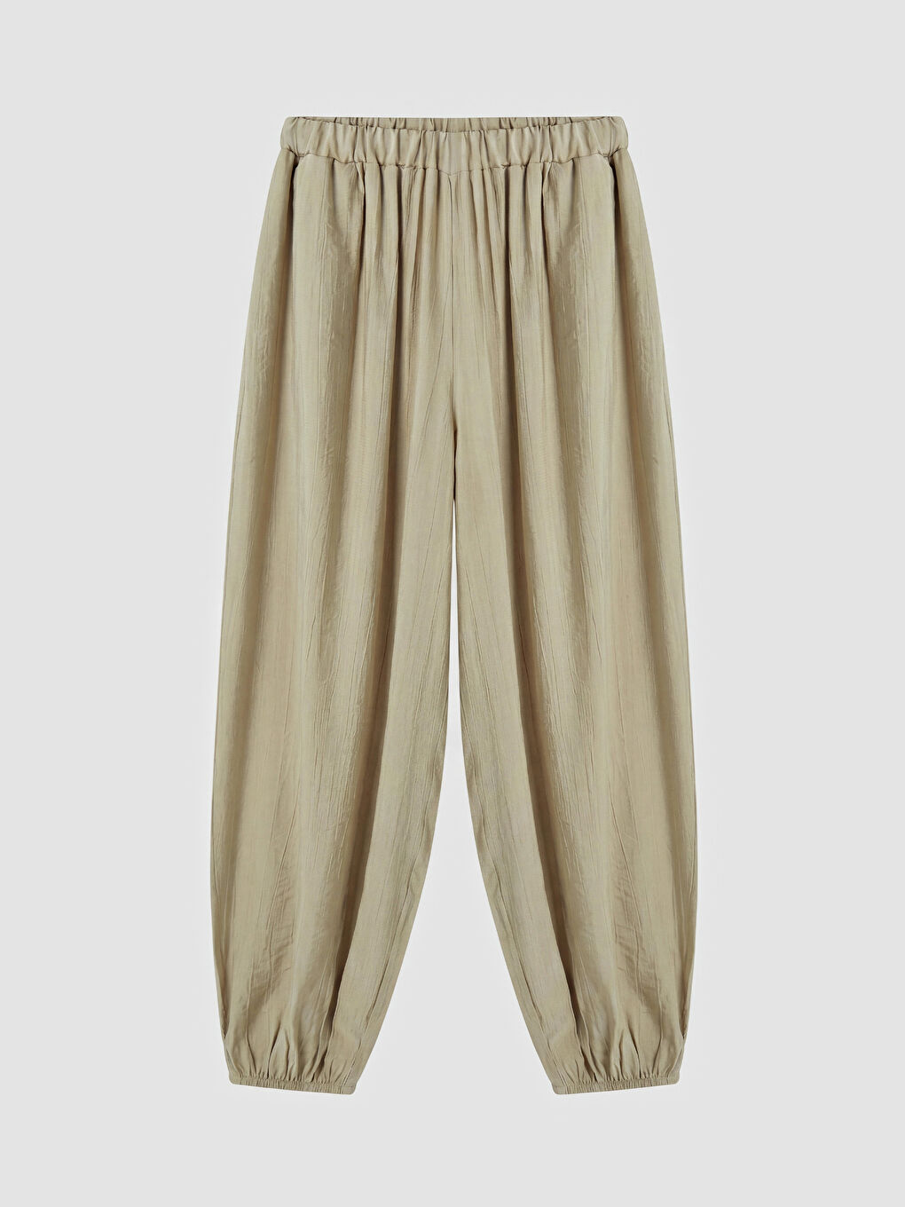 Ekru Beli Lastikli Kadın Jogger Pantolon