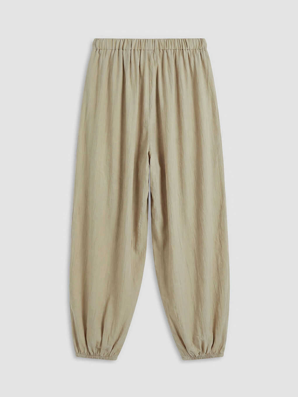 Ekru Beli Lastikli Kadın Jogger Pantolon-1