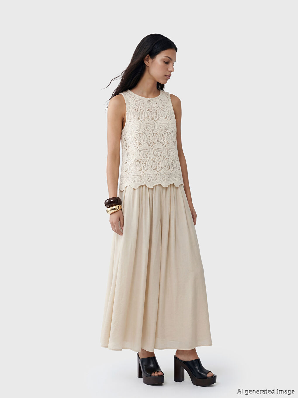 Beyaz Bisiklet Yaka Dantelli Bluz-1