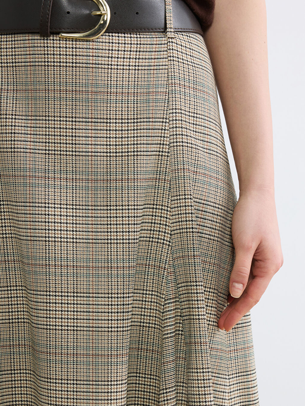 Женская узорчатая юбка с ремнём-2