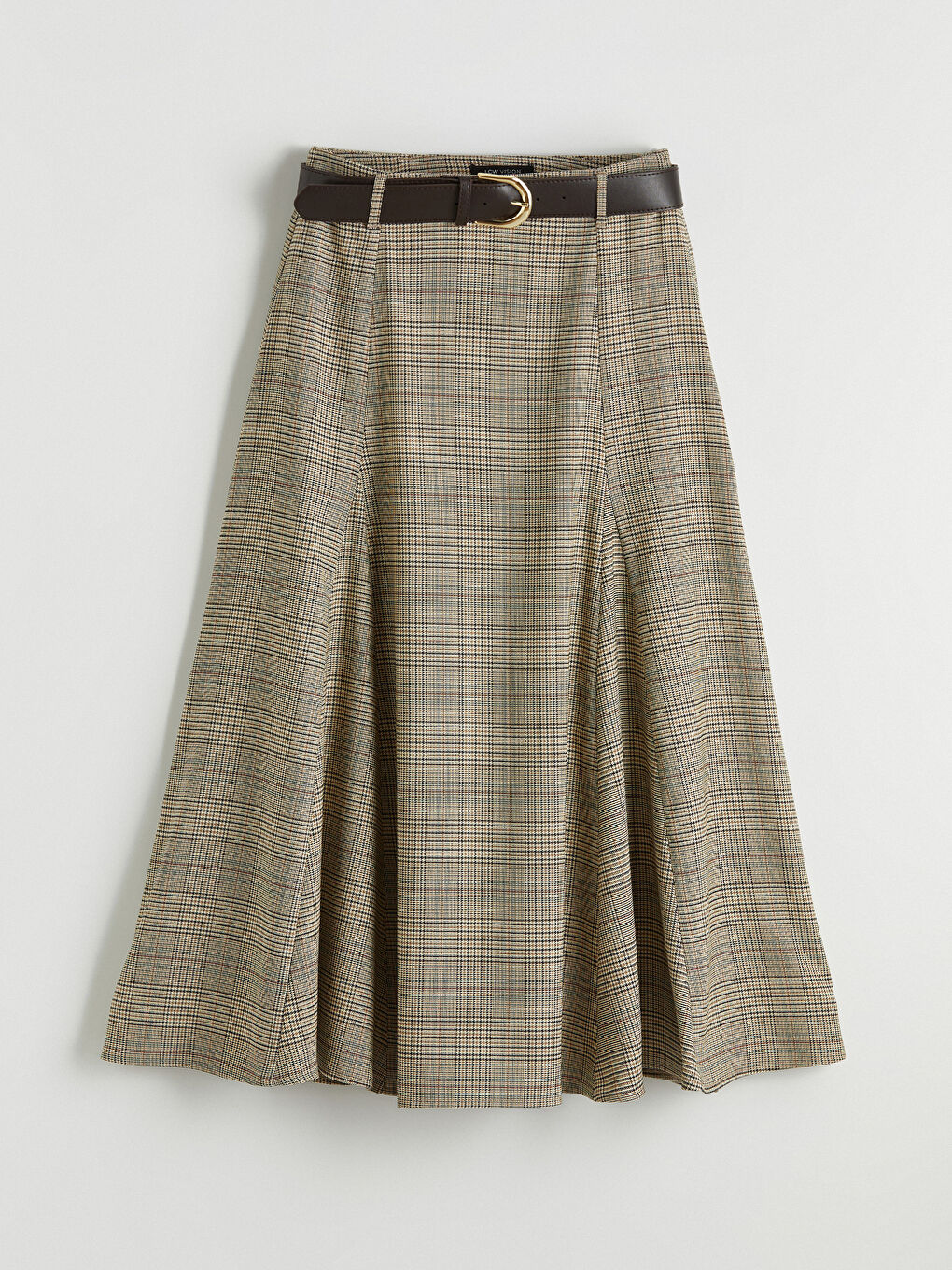 Женская узорчатая юбка с ремнём-4