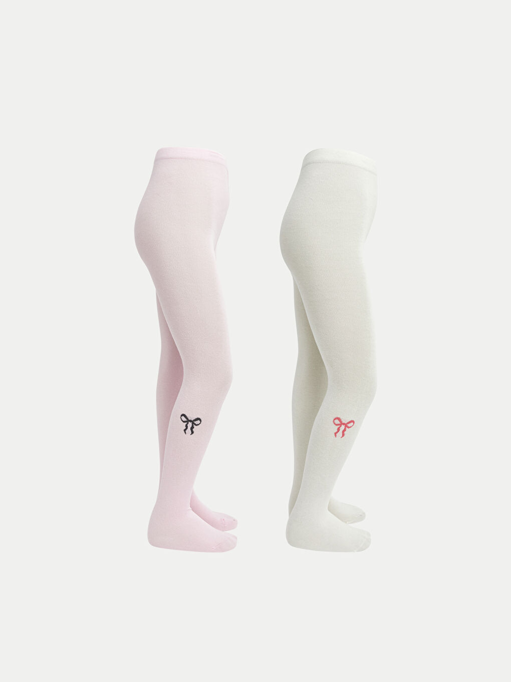 Pembe Fiyonk Desenli Kız Çocuk Külotlu Çorap 2'li