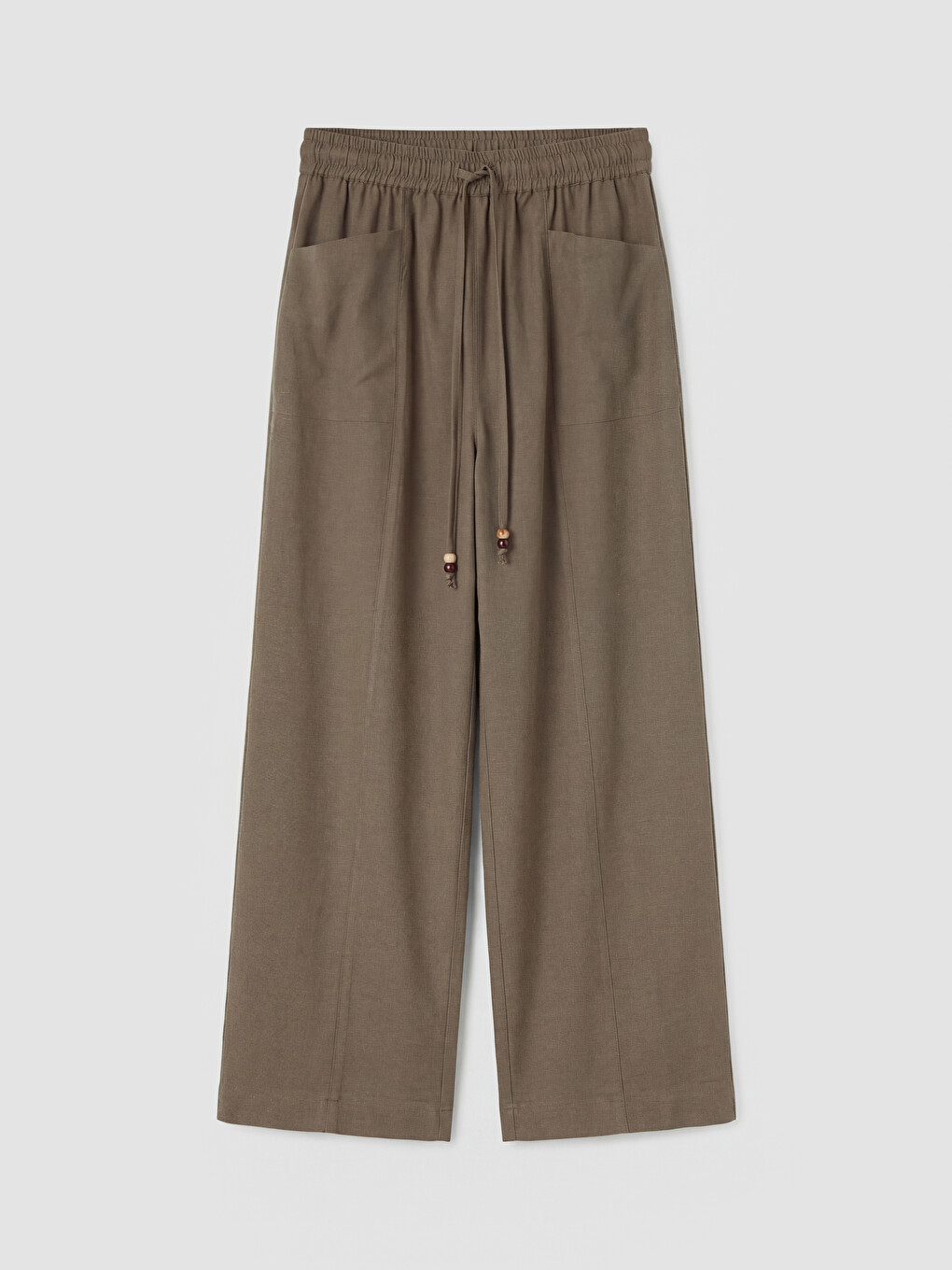 Elastic Waist Linen Blend Women's Trousers-4