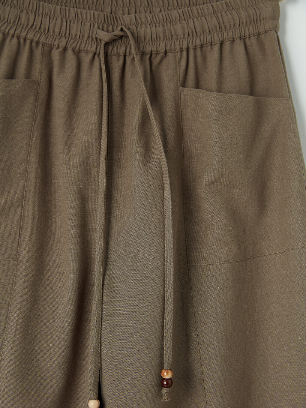 Elastic Waist Linen Blend Women's Trousers-6