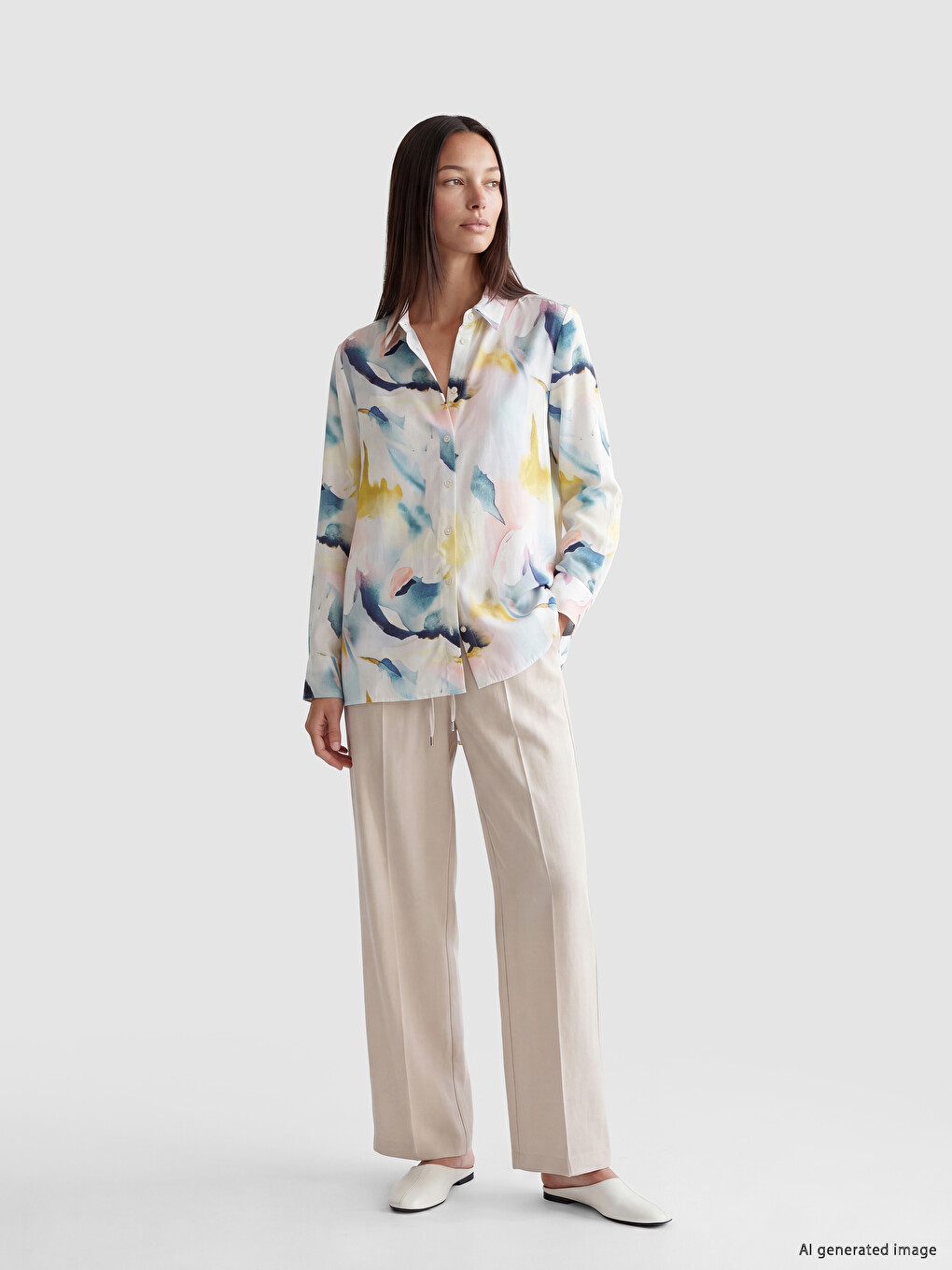 Patterned Oversize Women's Shirt-1