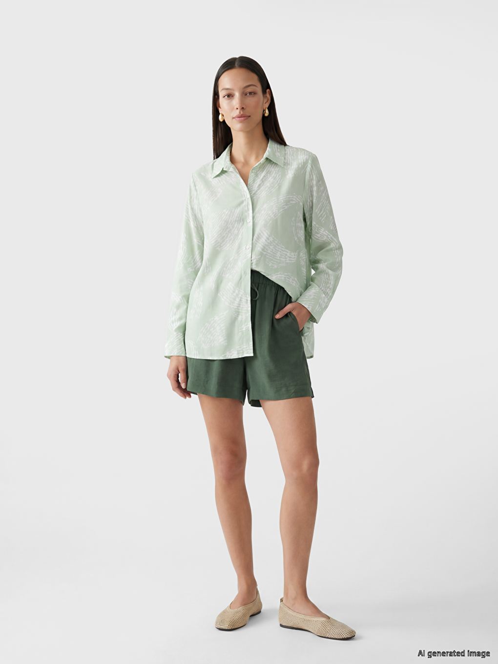 Patterned Oversize Women's Shirt-1