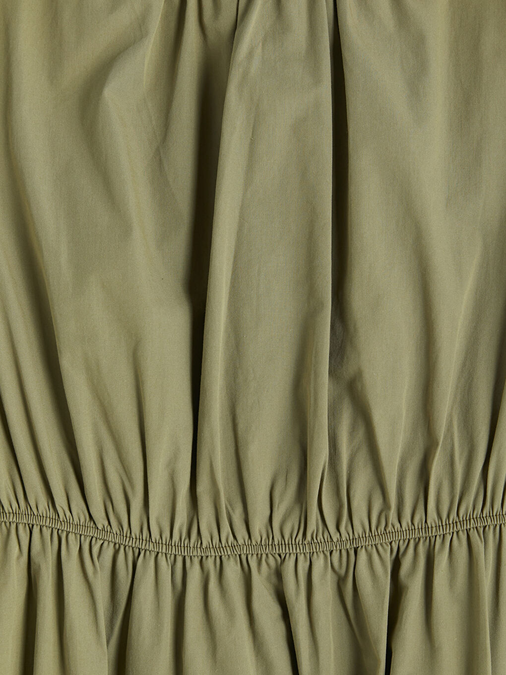 Yeşil Belden Oturtmalı Poplin Elbise-2