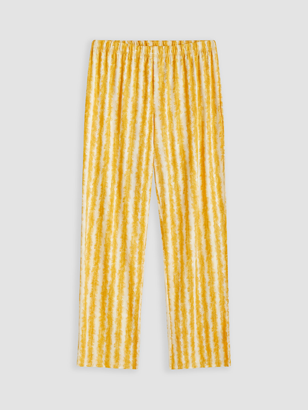 Sarı Beli Lastikli Çizgili Kadın Pijama Altı
