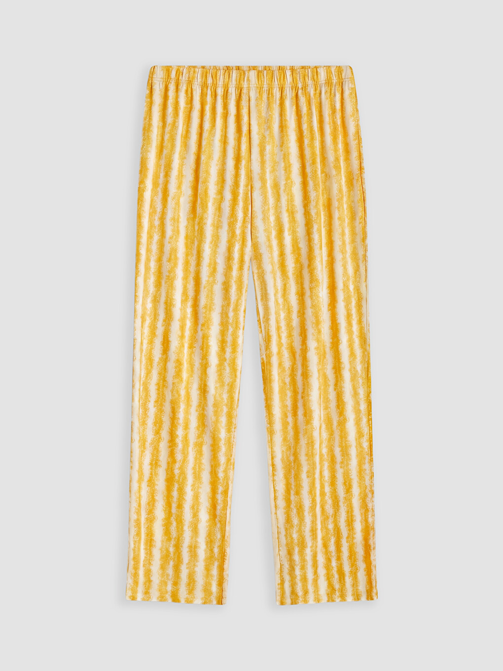 Sarı Beli Lastikli Çizgili Kadın Pijama Altı-1