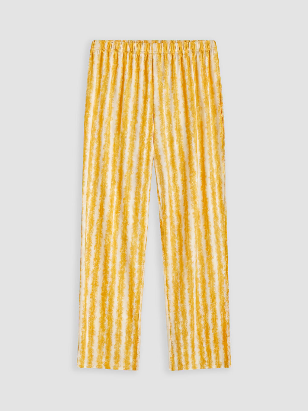 Sarı Bisiklet Yaka Baskılı Kadın Pijama Takımı-4