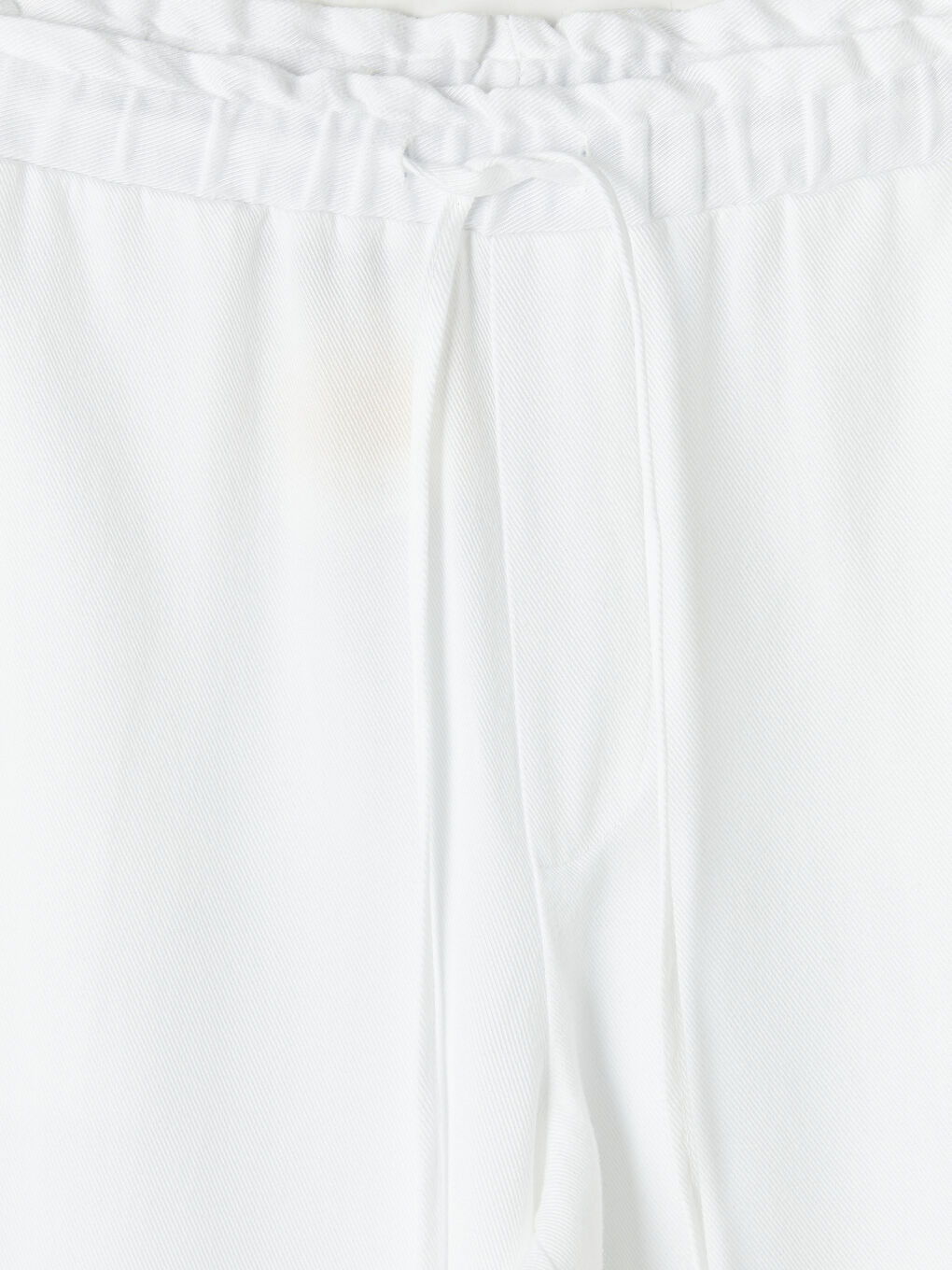 Ekru Beli Lastikli Geniş Paça Kadın Pantolon-2