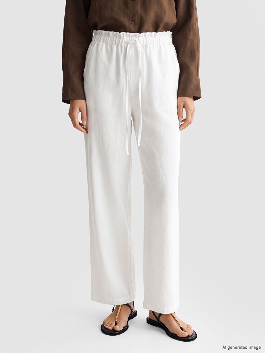 Elastic Waist Wide Leg Women's Trousers-1