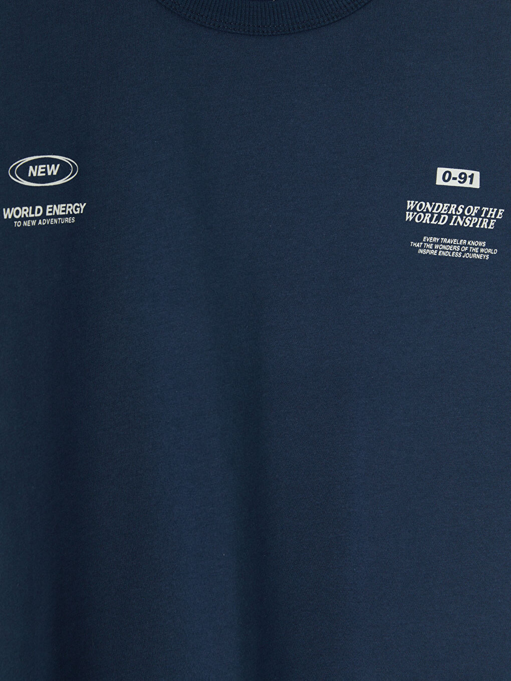 Lacivert Bisiklet Yaka Baskılı Erkek Çocuk Tişört-2