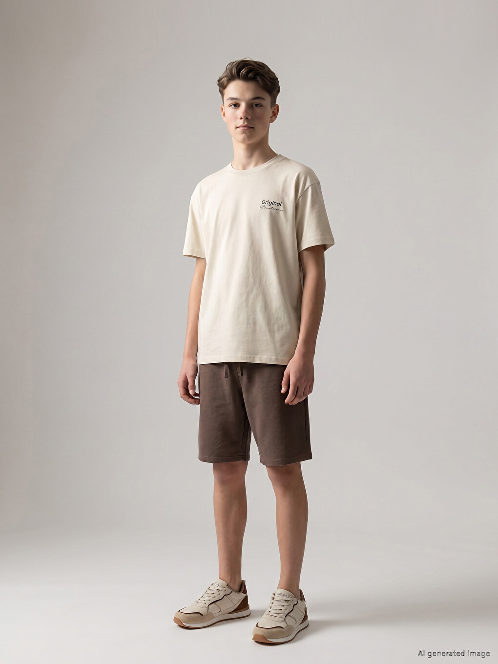 T-shirt me jakë të rrumbullakët me tekst të stampuar për djem-1