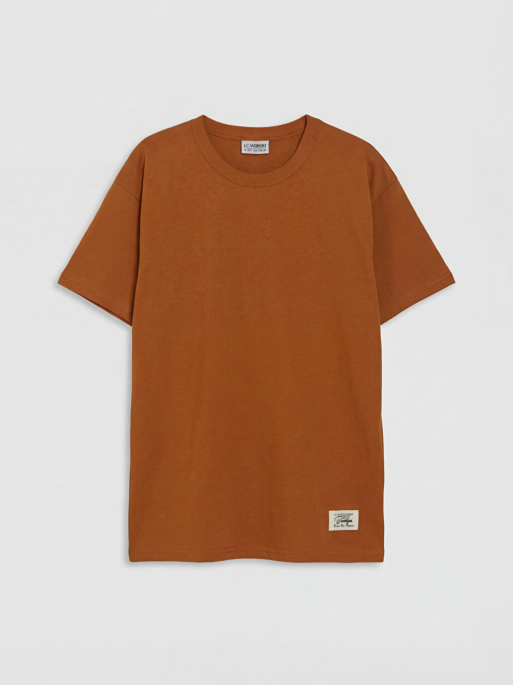 Kahverengi Bisiklet Yaka Kısa Kollu Erkek Çocuk Tişört