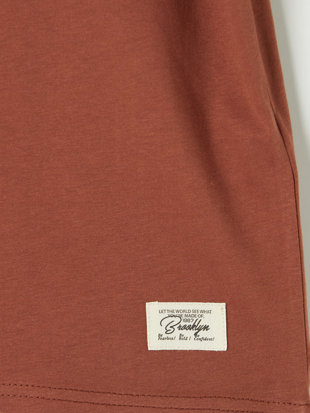 Kahverengi Bisiklet Yaka Kısa Kollu Erkek Çocuk Tişört-2