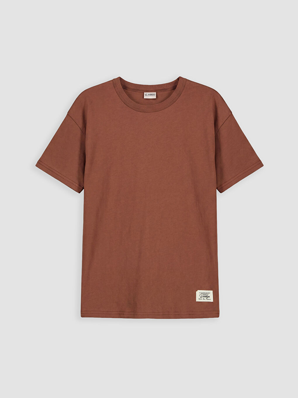 Kahverengi Bisiklet Yaka Kısa Kollu Erkek Çocuk Tişört