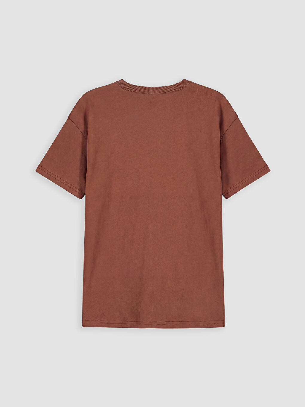 Kahverengi Bisiklet Yaka Kısa Kollu Erkek Çocuk Tişört-1