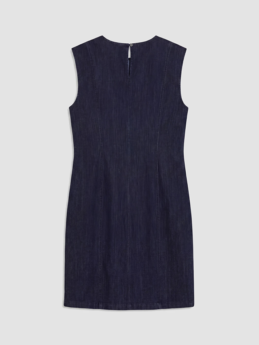 İndigo Bisiklet Yaka Mini Jean Elbise-1