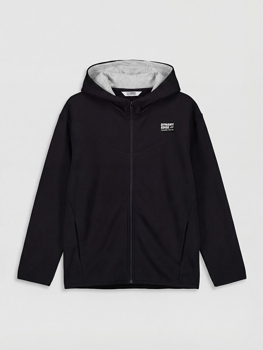 Siyah Kapüşonlu Baskılı Erkek Çocuk Fermuarlı Sweatshirt