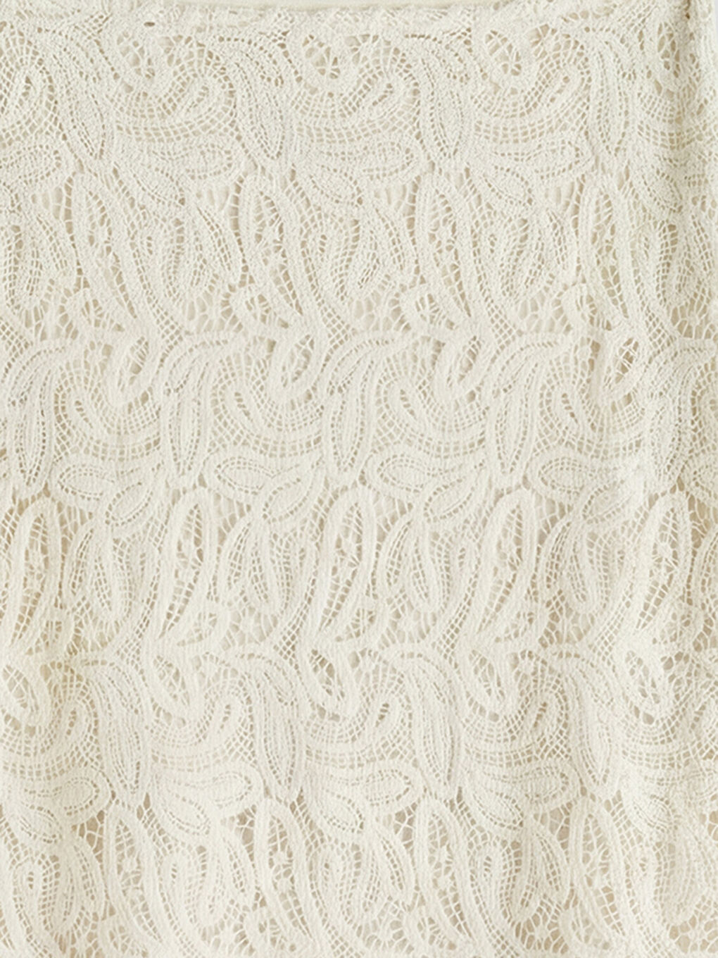 Ekru Beli Lastikli Ajurlu A Kesim Etek-2