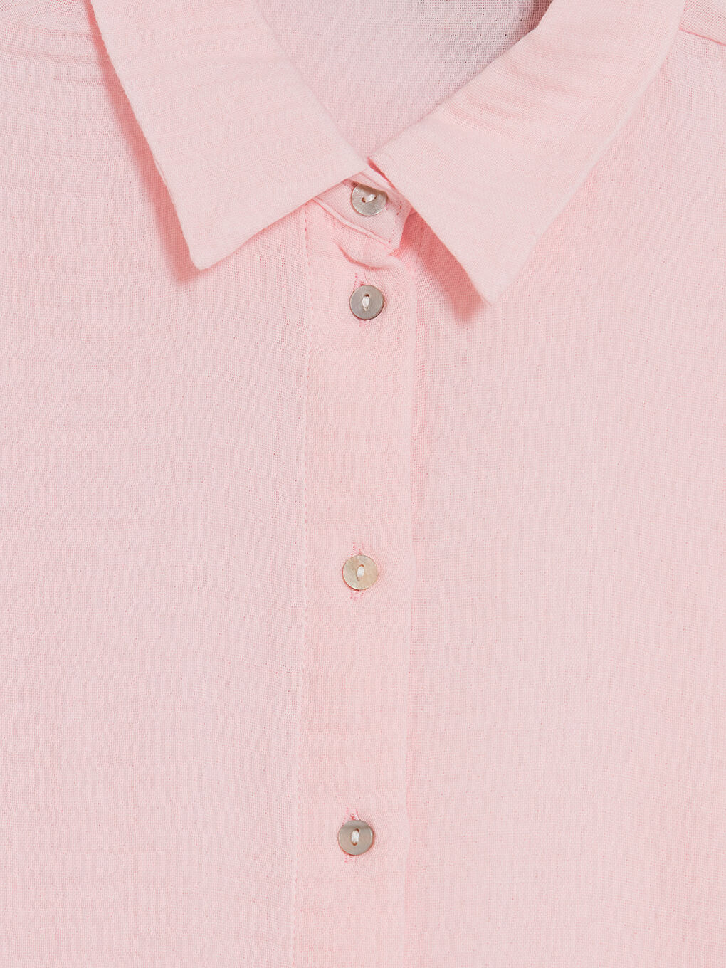 Pembe Oversize Müslin Kadın Gömlek-1