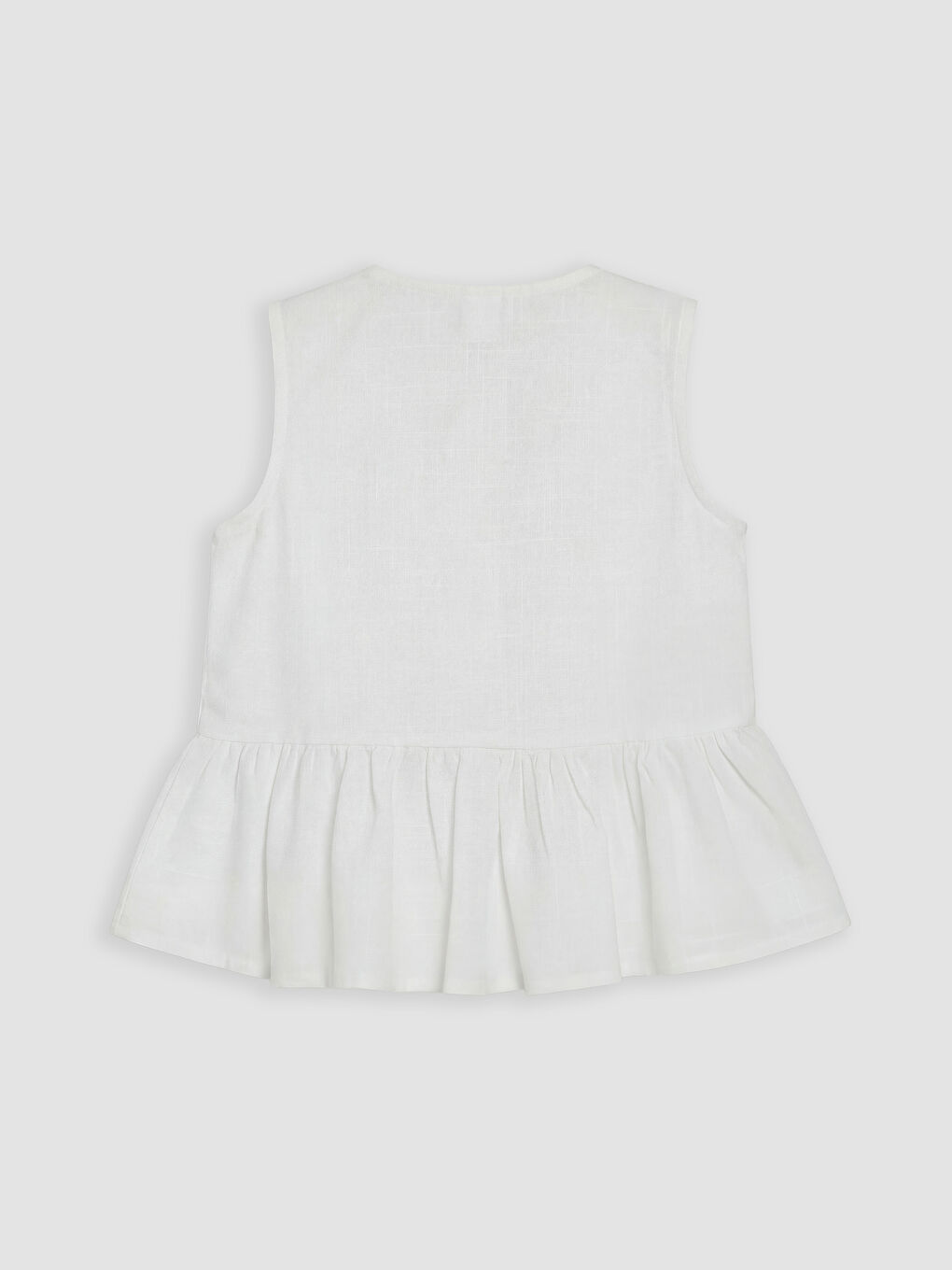 Ekru Fiyonk Detaylı Fırfırlı Kız Çocuk Gömlek-1