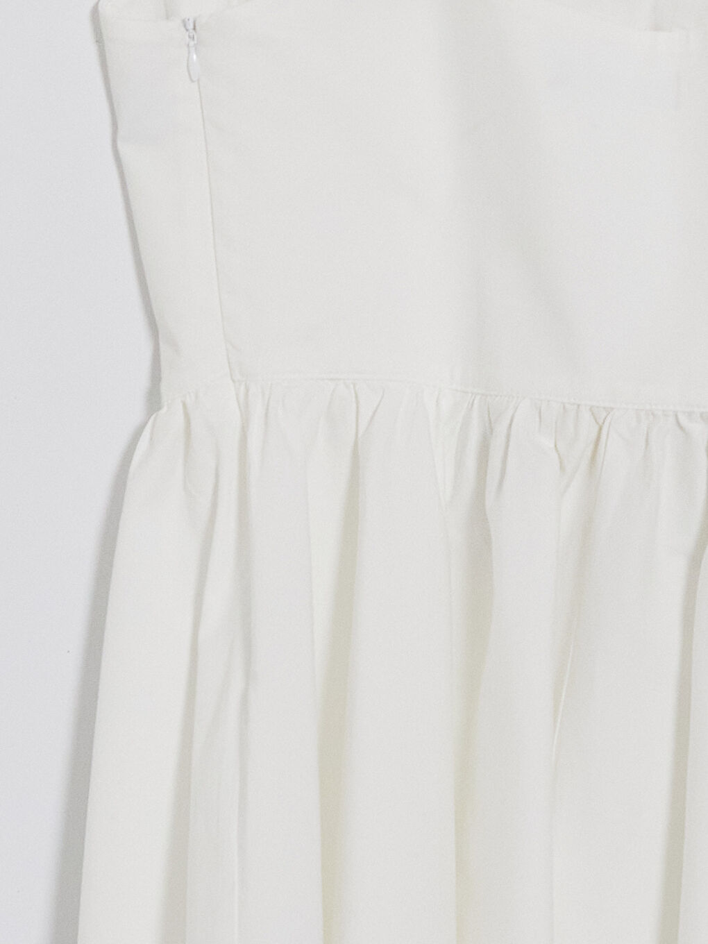 Beyaz İp Askılı Belden Oturtmalı Poplin Mini Elbise-3