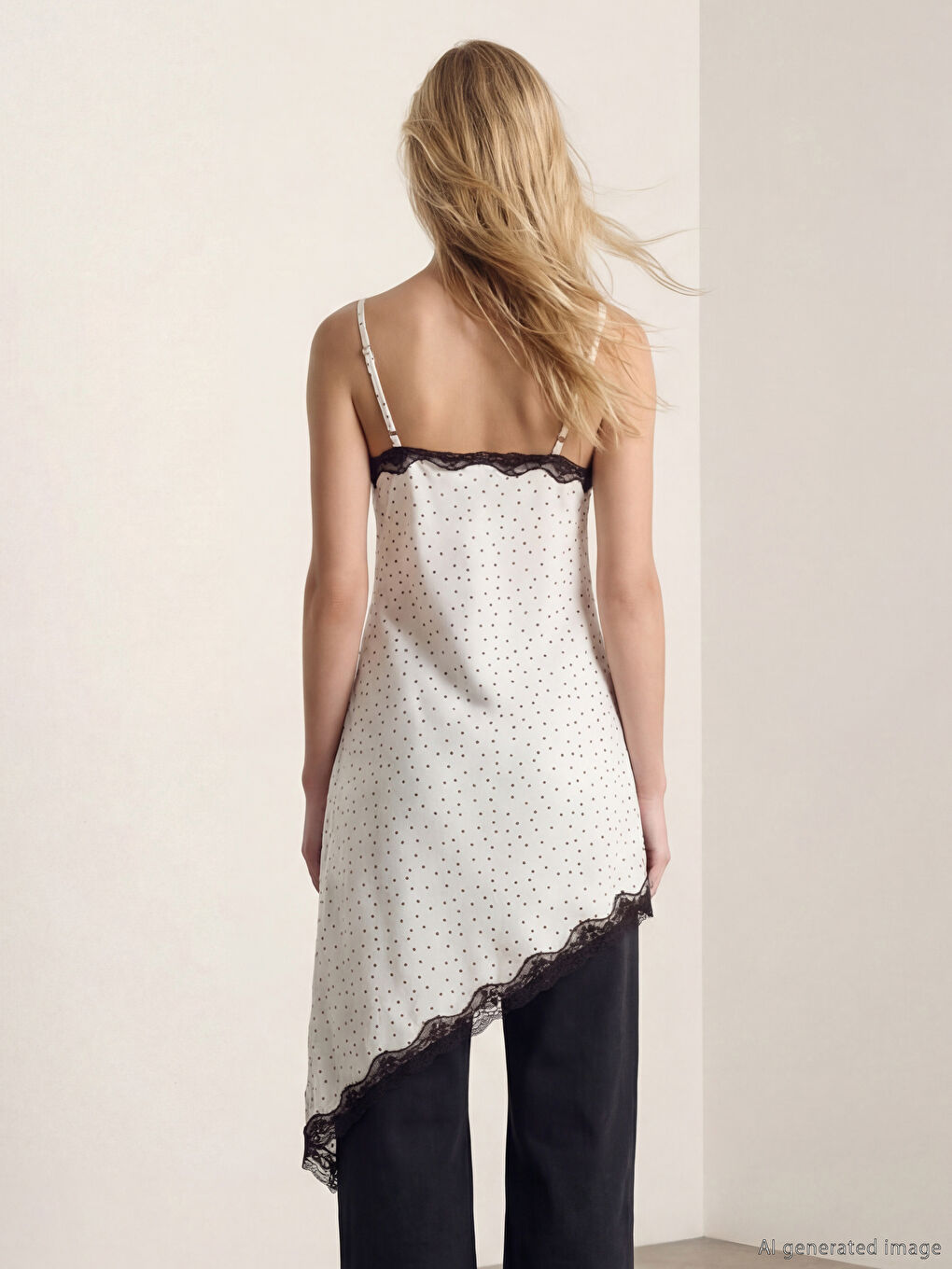 Ekru Asimetrik Kesimli Bluz	-3