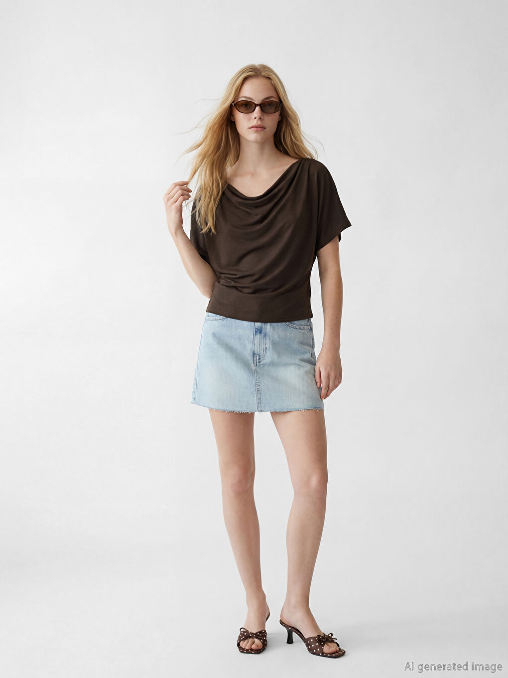 Ženska bluza sa naboranim dekolteom-1