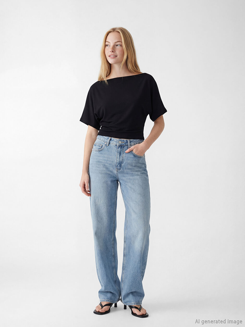 Siyah Dökümlü Yaka Büzgülü Bluz-1