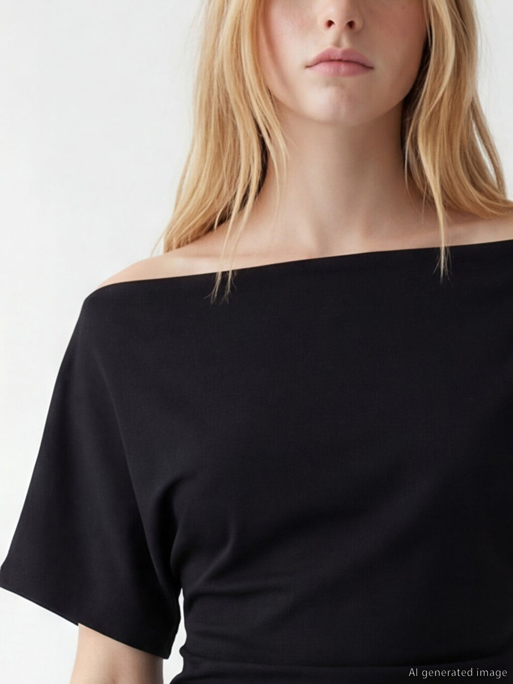 Siyah Dökümlü Yaka Büzgülü Bluz-2