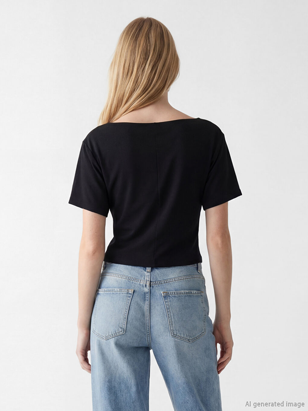 Siyah Dökümlü Yaka Büzgülü Bluz-3