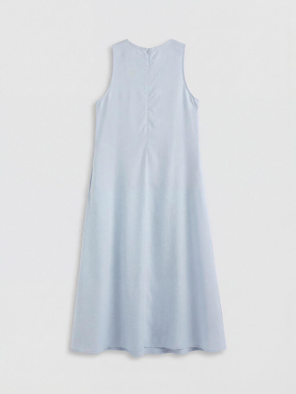 Mavi Bisiklet Yaka Keten Karışımlı Elbise-1