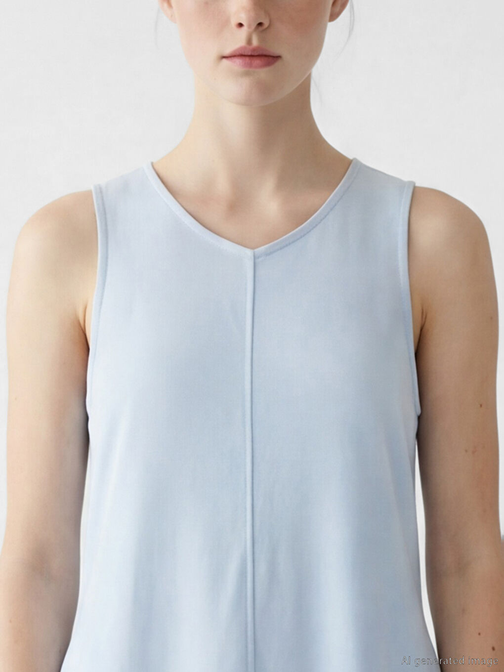 Mavi A Kesim Keten Karışımlı Elbise-1