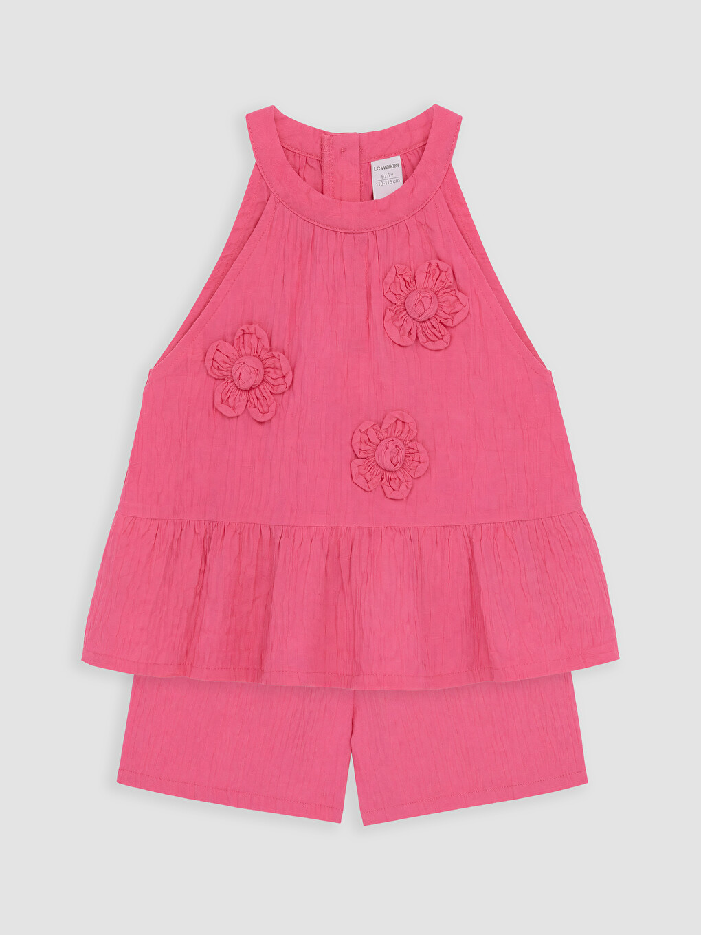Pembe Çiçek Aplikeli Kız Çocuk Takım