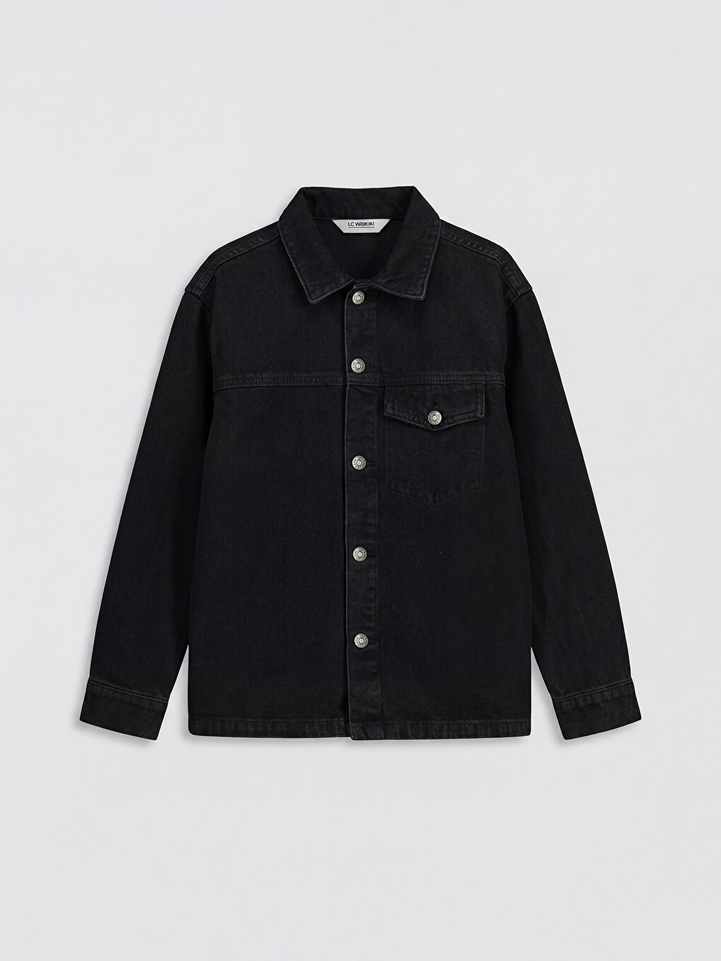 Siyah Uzun Kollu Erkek Çocuk Jean Gömlek