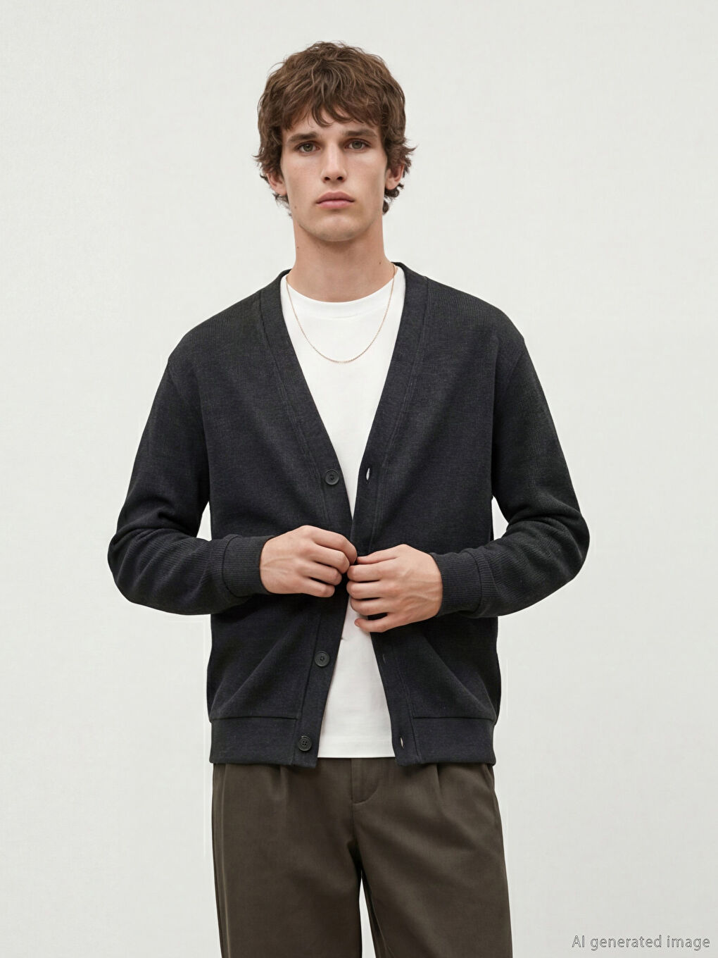 Antrasit Standart Kalıp Erkek Triko Hırka