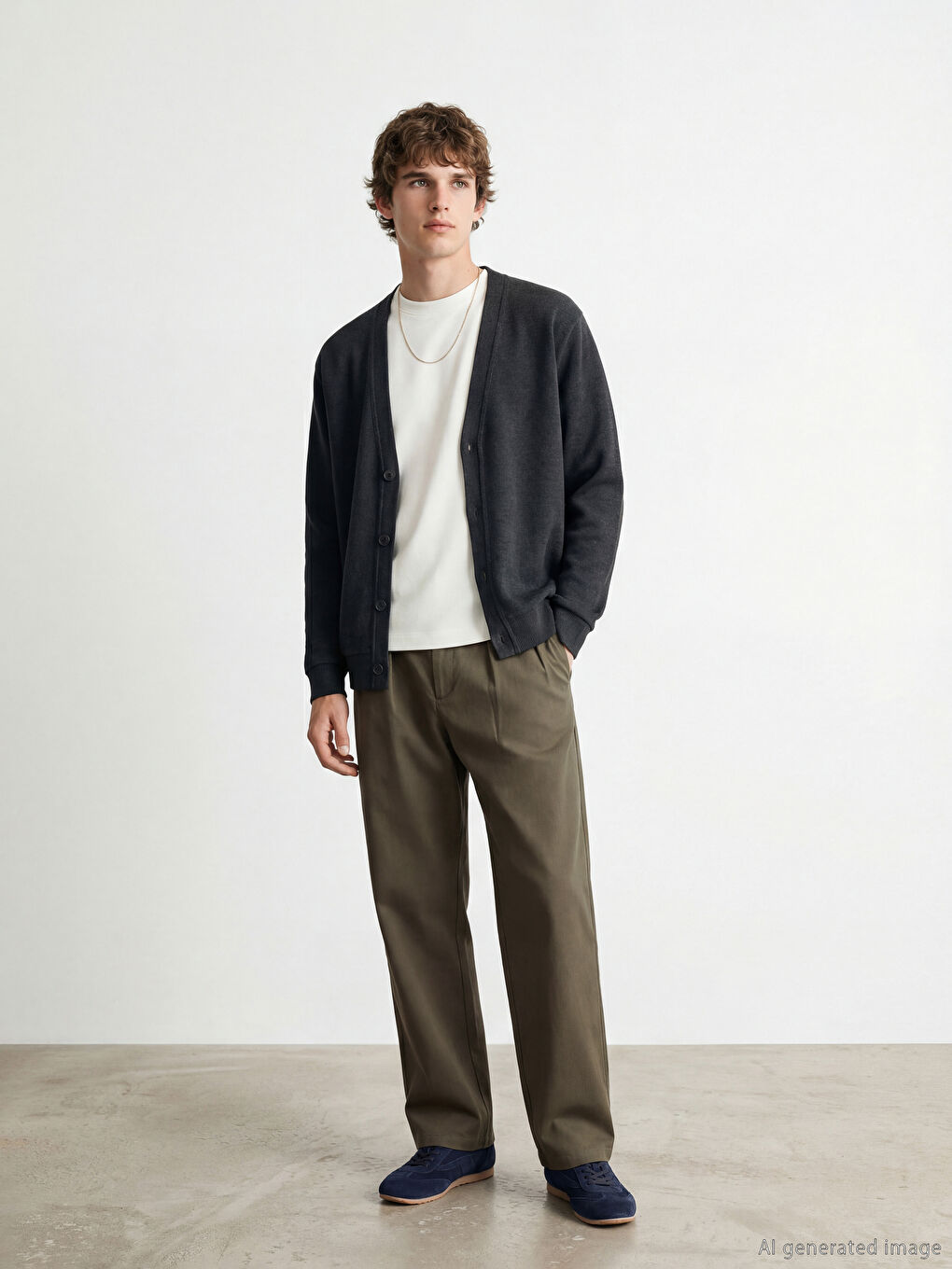 Antrasit Standart Kalıp Erkek Triko Hırka-1