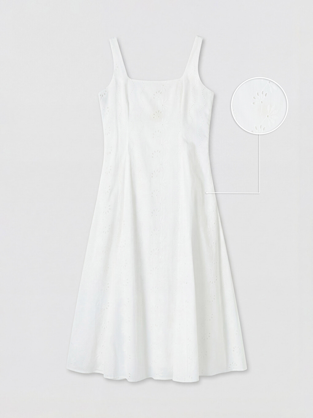 Square Neck Broderie Flared Dress-3