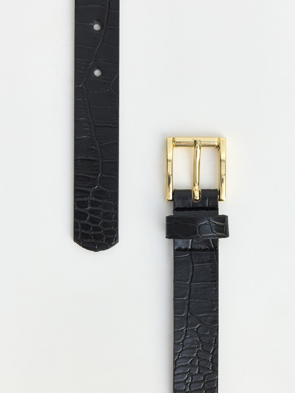 Siyah Kroko Desenli Kadın Kemer-1